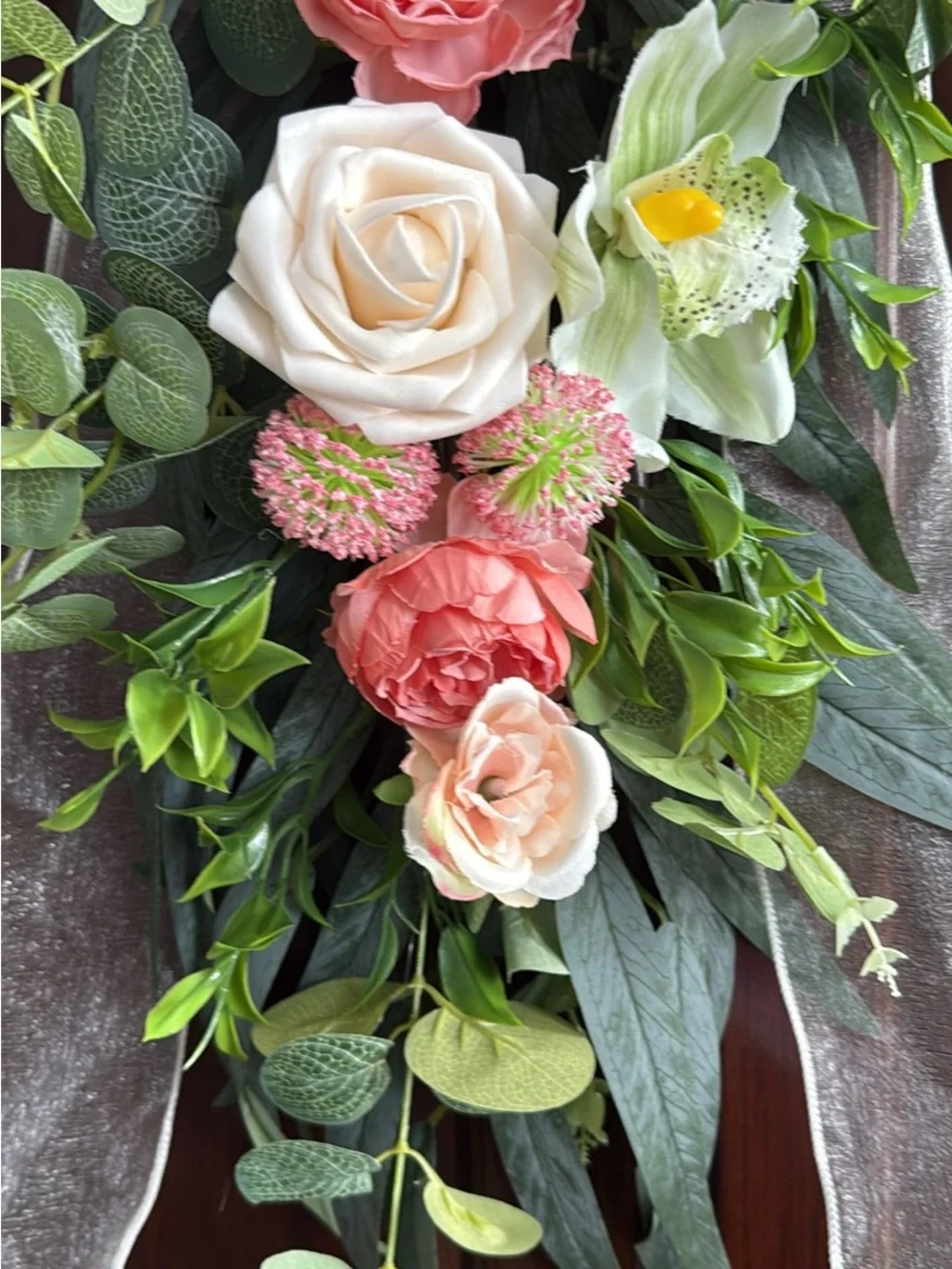 Elegant Pink & Cream Floral Swag by